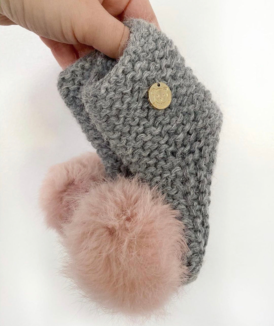 Petit Maison angora pom pom booties pre order - Rose & Albert