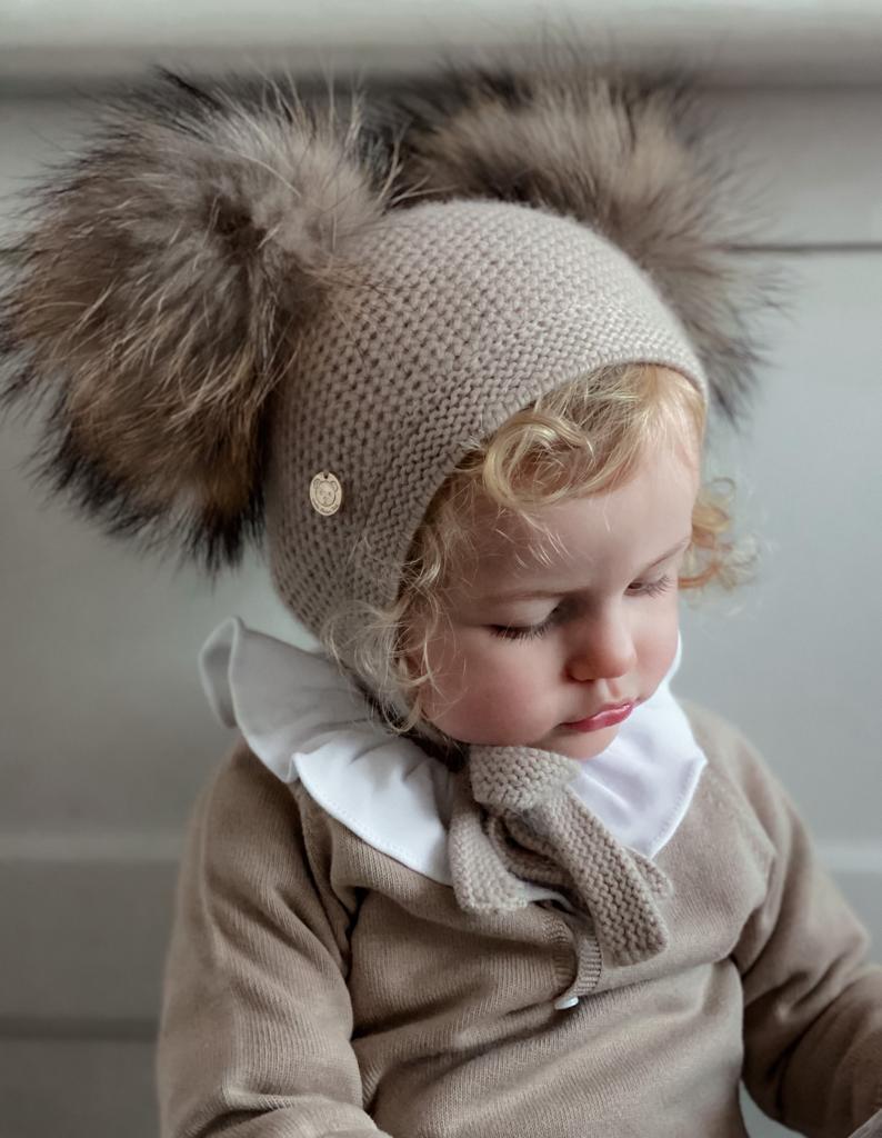 Petite Maison Kids Beige Honeycomb Cashmere Fur Bonnet - Rose & Albert
