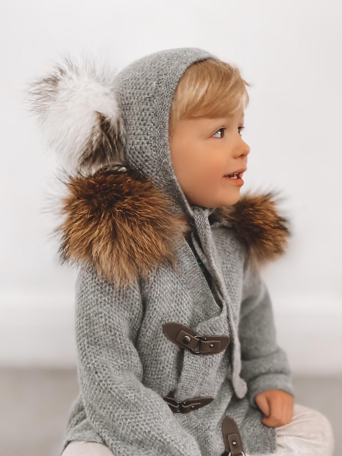 Petite Maison Kids Grey Honeycomb Cashmere Fur Bonnet - Rose & Albert