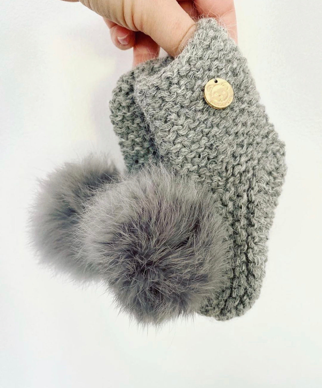 Petit Maison angora pom pom booties pre order - Rose & Albert