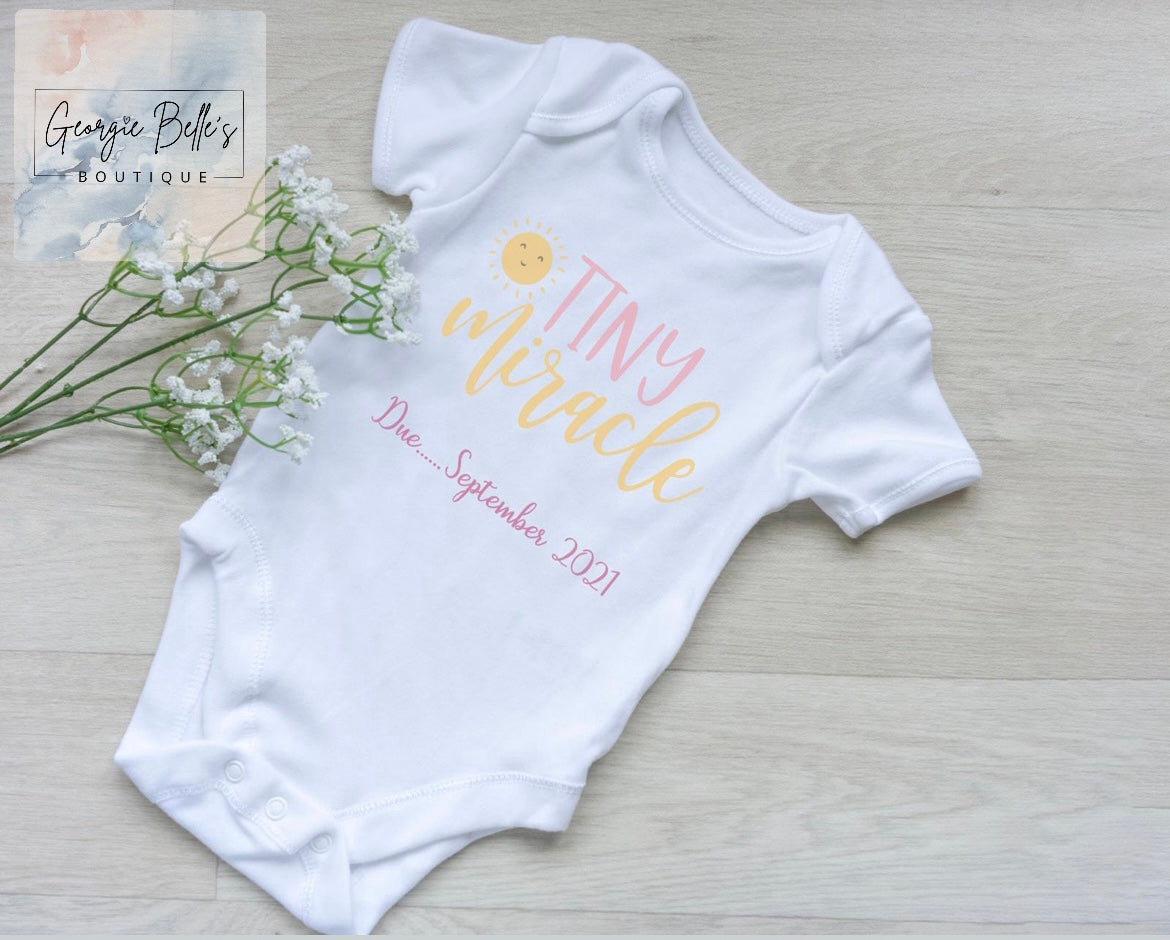 Personalised Baby Announcement 'Tiny Miracle' Baby Vest