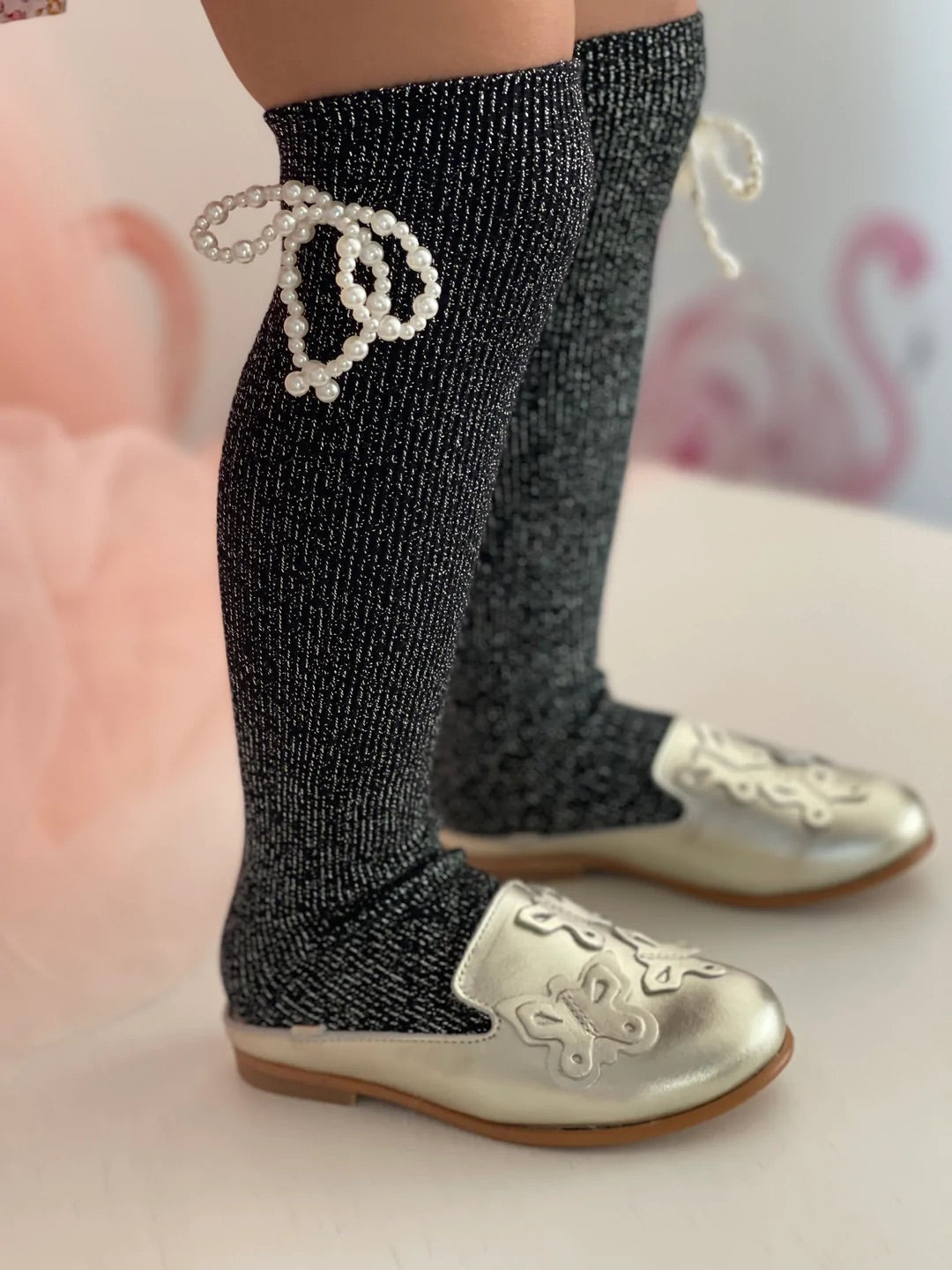 Petite Maison Kids Black 'Perla Shimmer' Socks - Rose & Albert