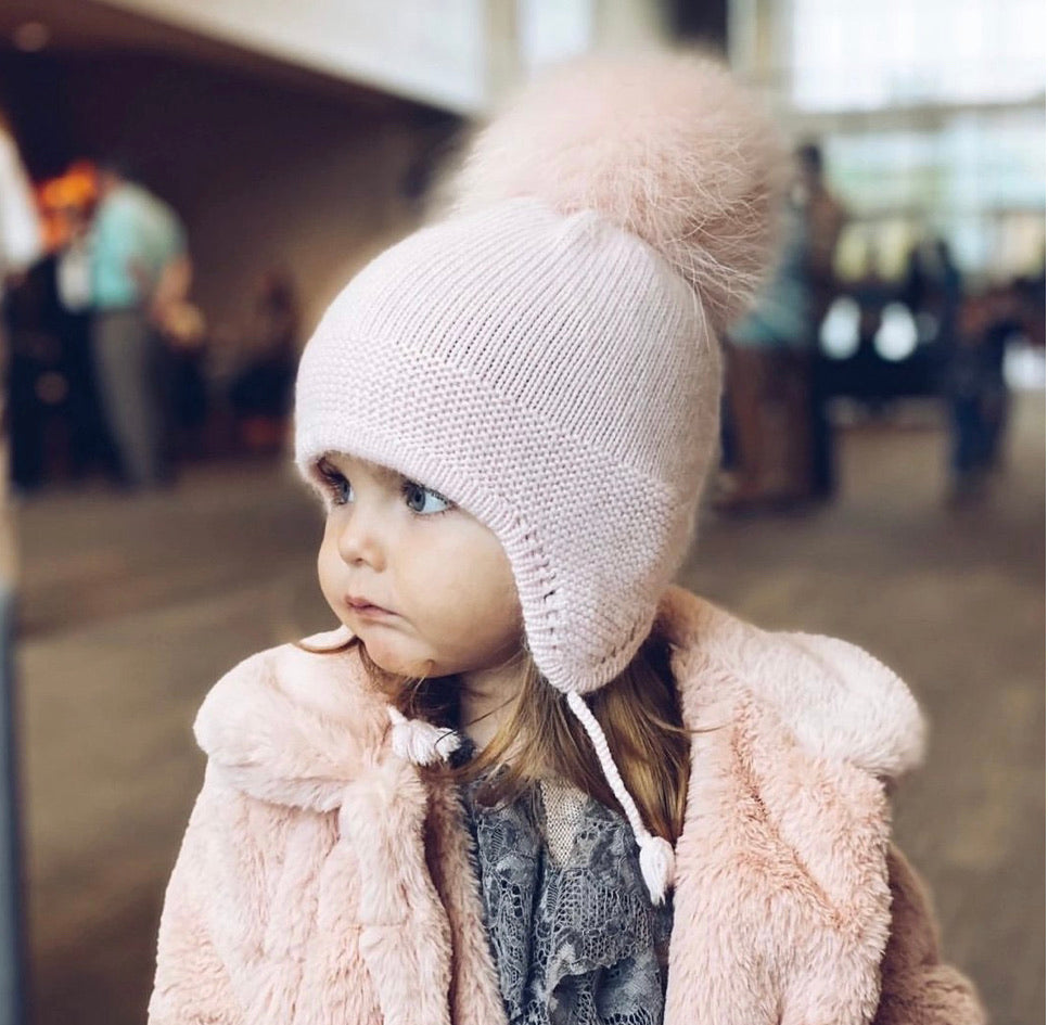 Petite Maison Kids Pink Cashmere Aviator Hat - Rose & Albert