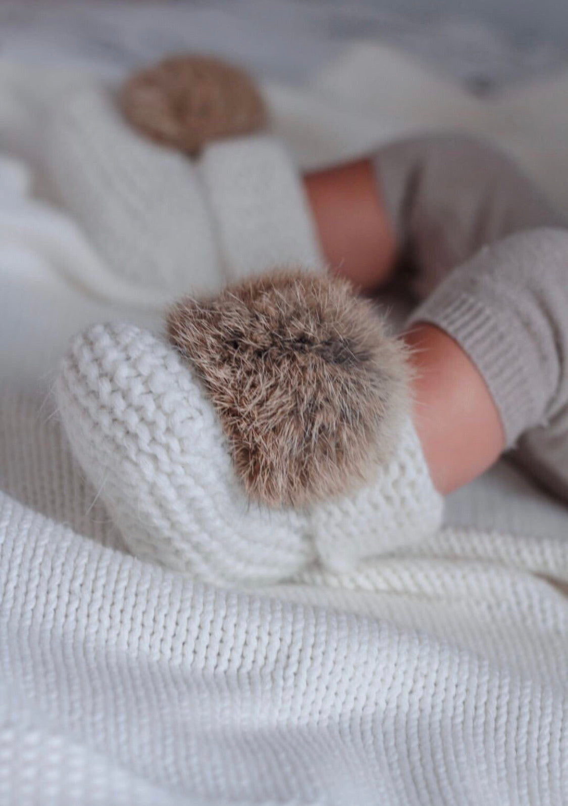 Petit Maison angora pom pom booties pre order - Rose & Albert