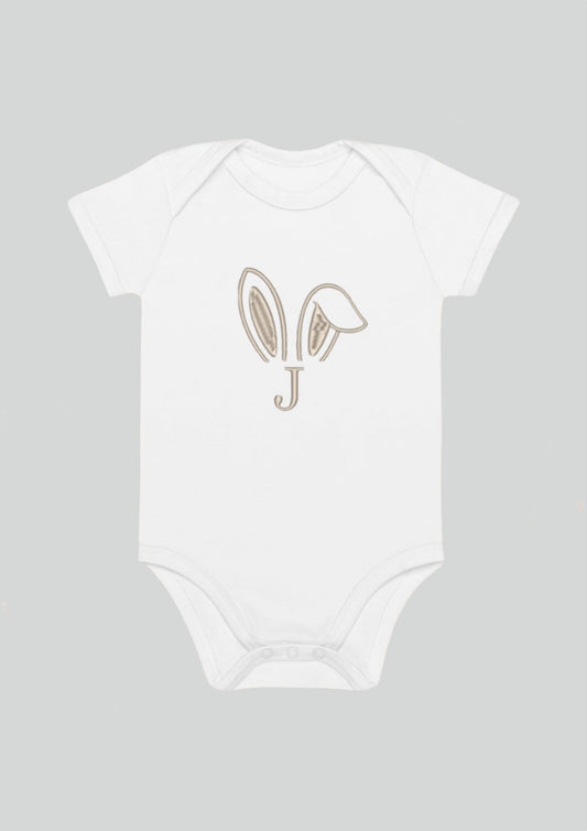Easter Bunny Initial Personalised Embroidered Bunny Bodysuit in Red
