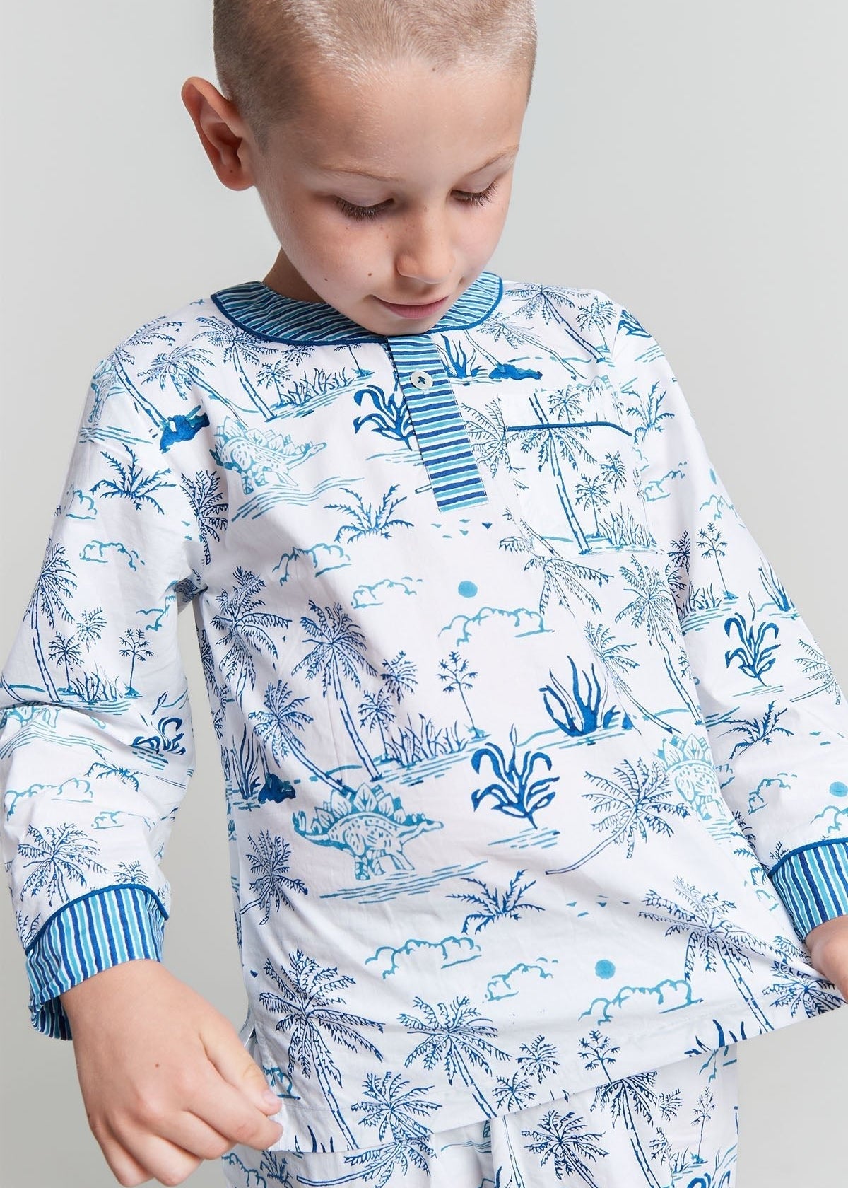 jurassic landscape - organic cotton kids pyjama set - Kutti Lulu