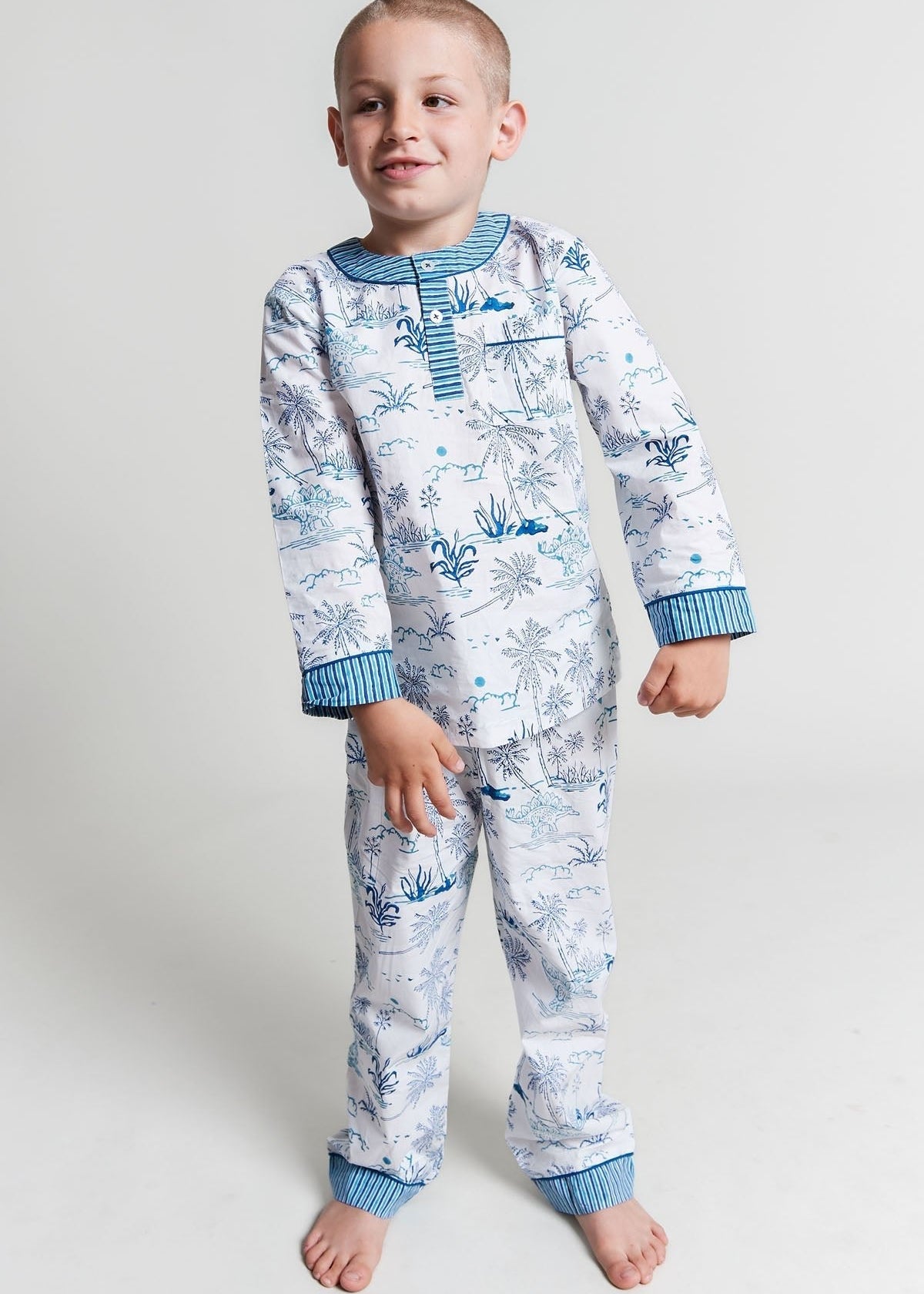 jurassic landscape - organic cotton kids pyjama set - Kutti Lulu