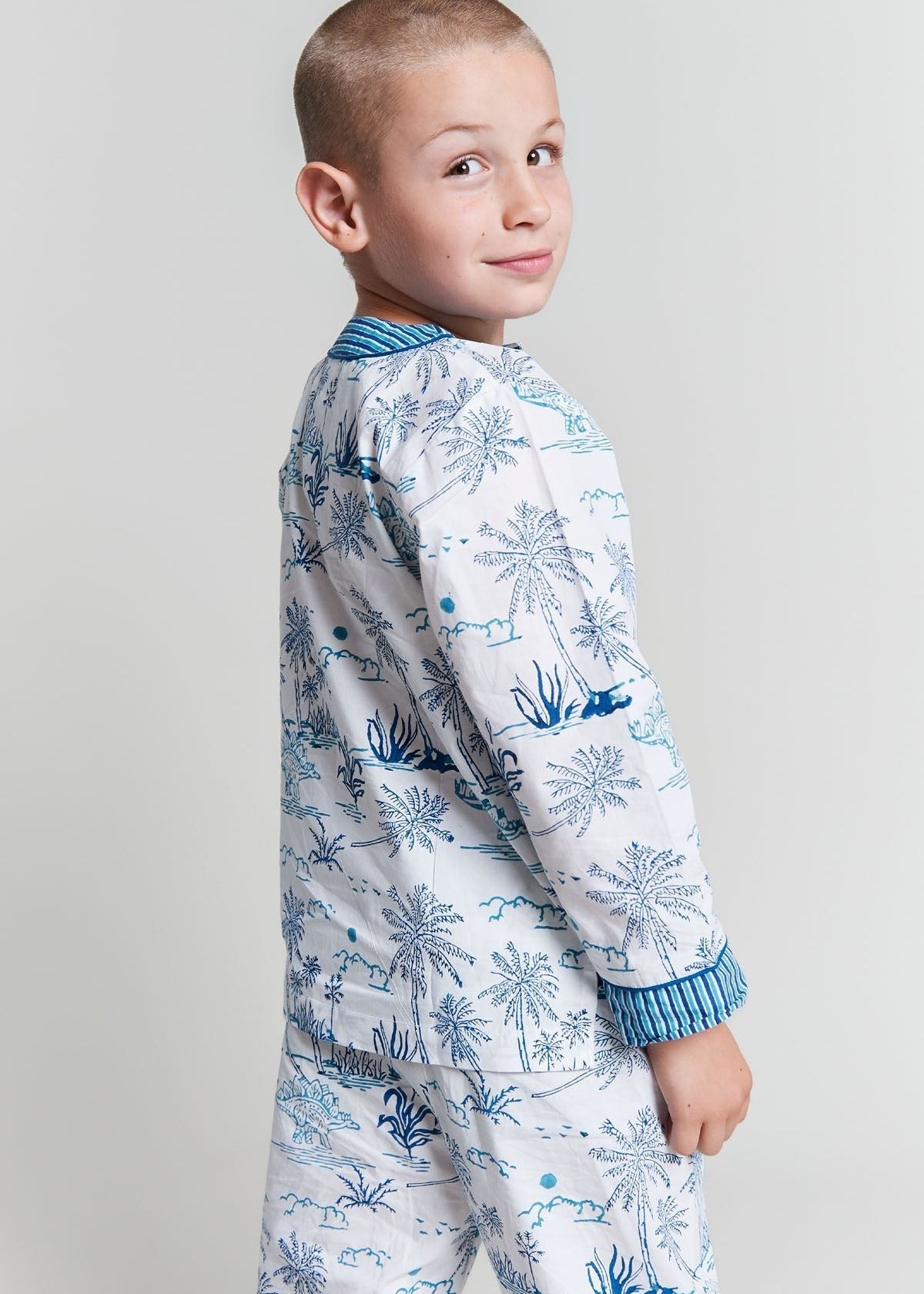 jurassic landscape - organic cotton kids pyjama set - Kutti Lulu