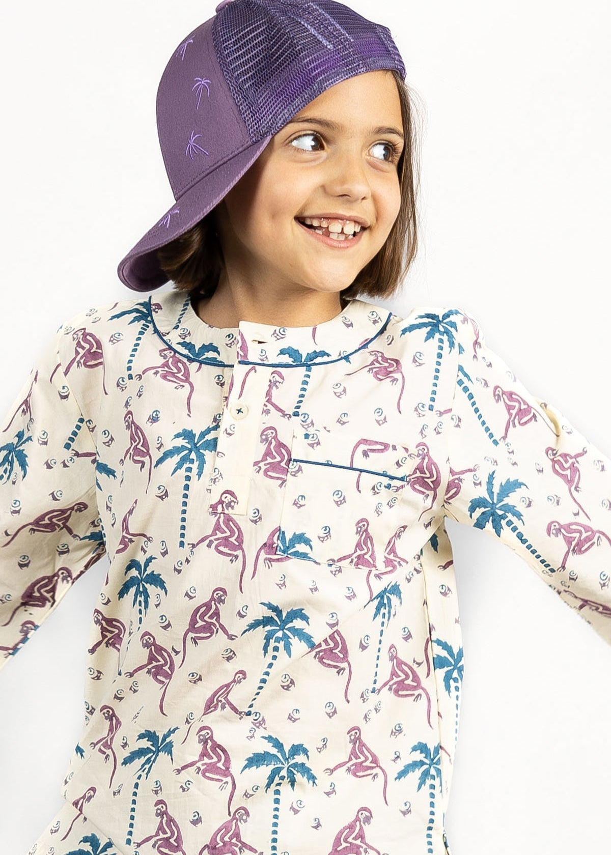 monkey capers - organic cotton kids pyjama set - Kutti Lulu