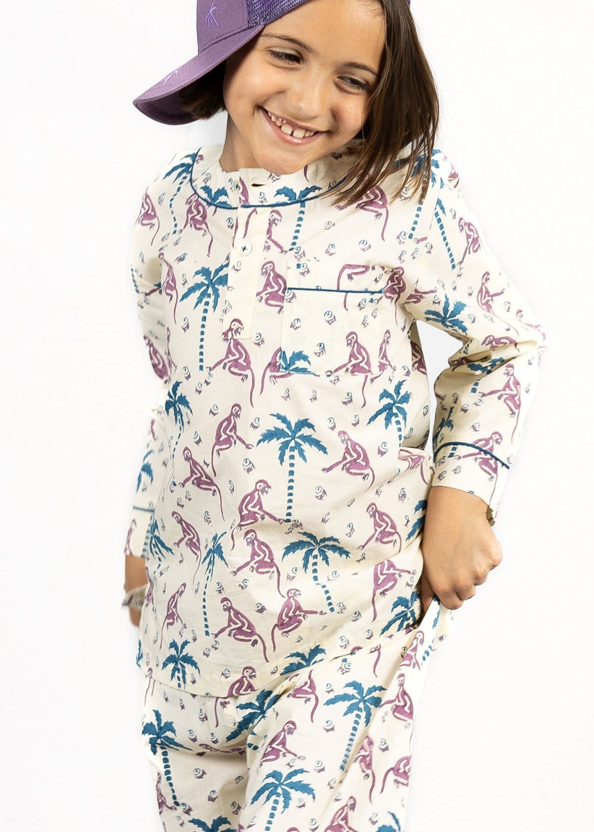 monkey capers - organic cotton kids pyjama set - Kutti Lulu