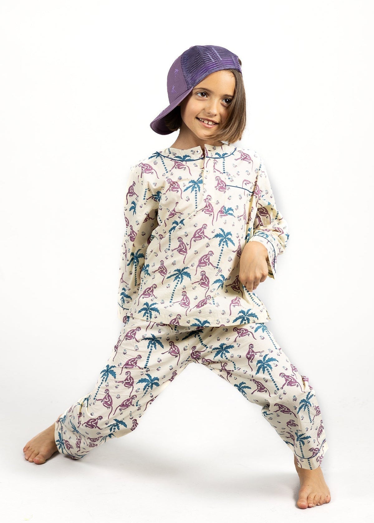 monkey capers - organic cotton kids pyjama set - Kutti Lulu