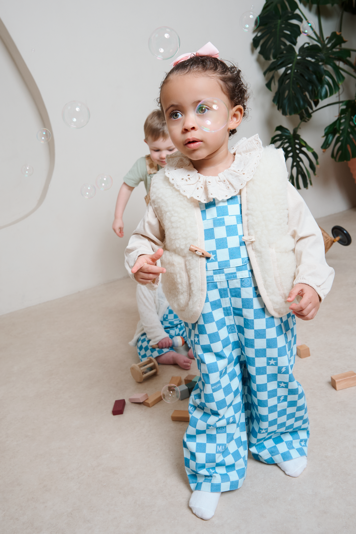 Willow Blue Check Dungarees