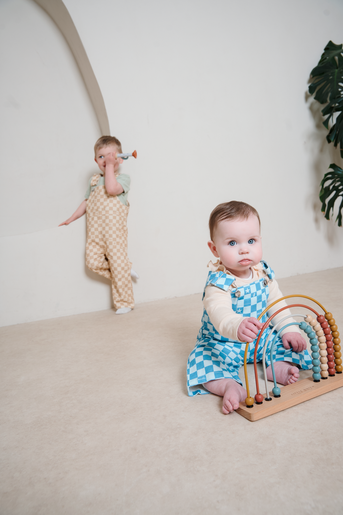 Willow Blue Check Dungarees