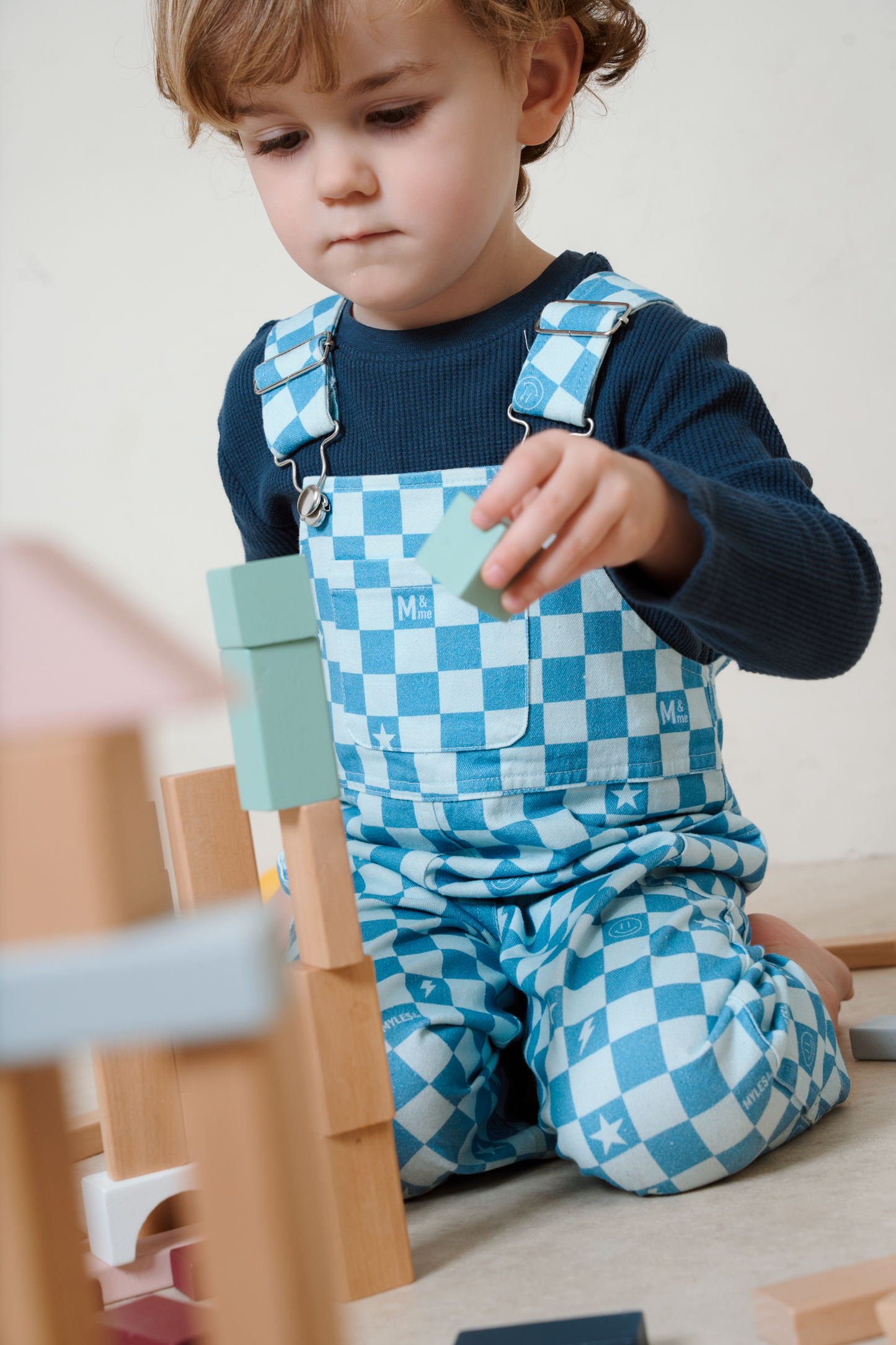 Willow Blue Check Dungarees