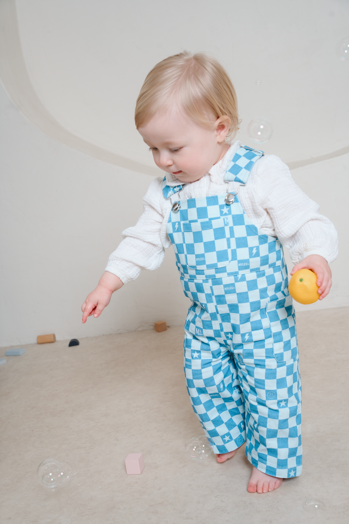 Willow Blue Check Dungarees