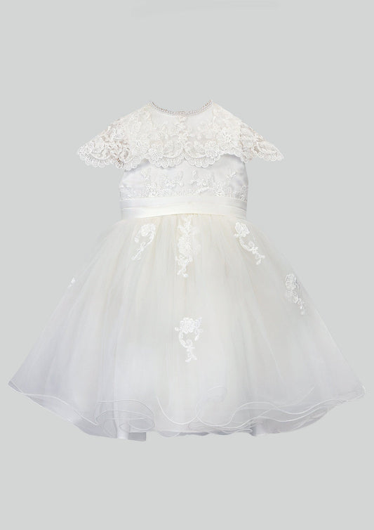 Sarah Louise Vintage Lace & Tulle Occasion Dress in White