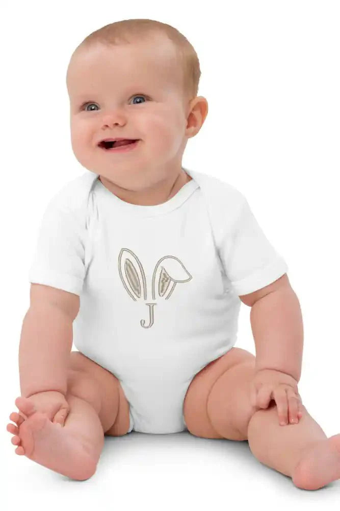 Bunny Initial (Personalised Embroidered Bunny Bodysuit) - Cozy Crew Club