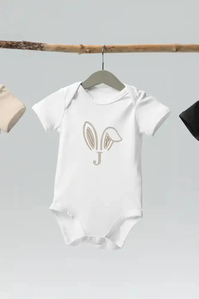 Bunny Initial (Personalised Embroidered Bunny Bodysuit) - Cozy Crew Club