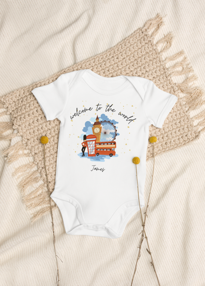 Welcome to the World London Town Personalised Name Bodysuit