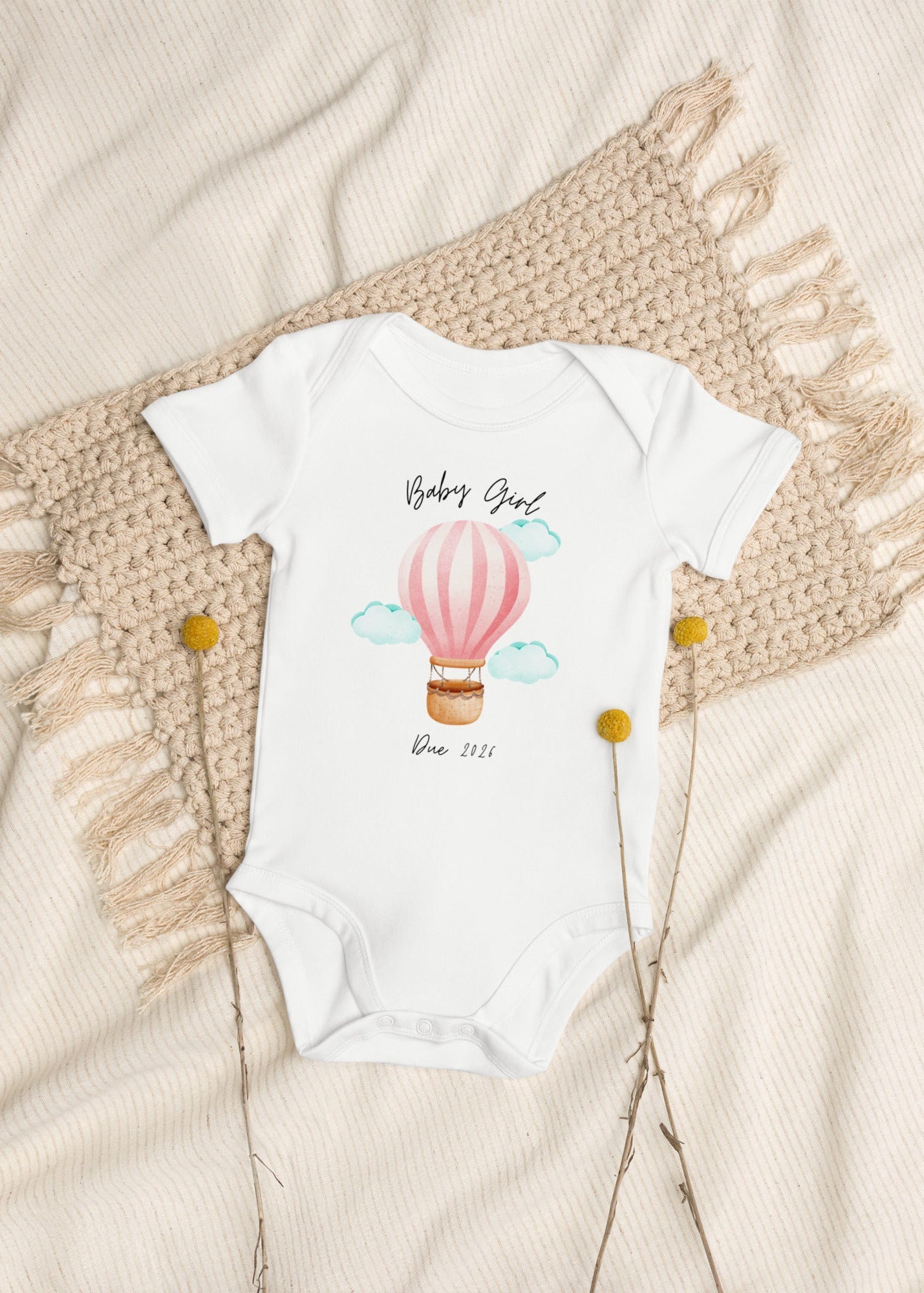 Baby Girl Due Personalised Name Bodysuit