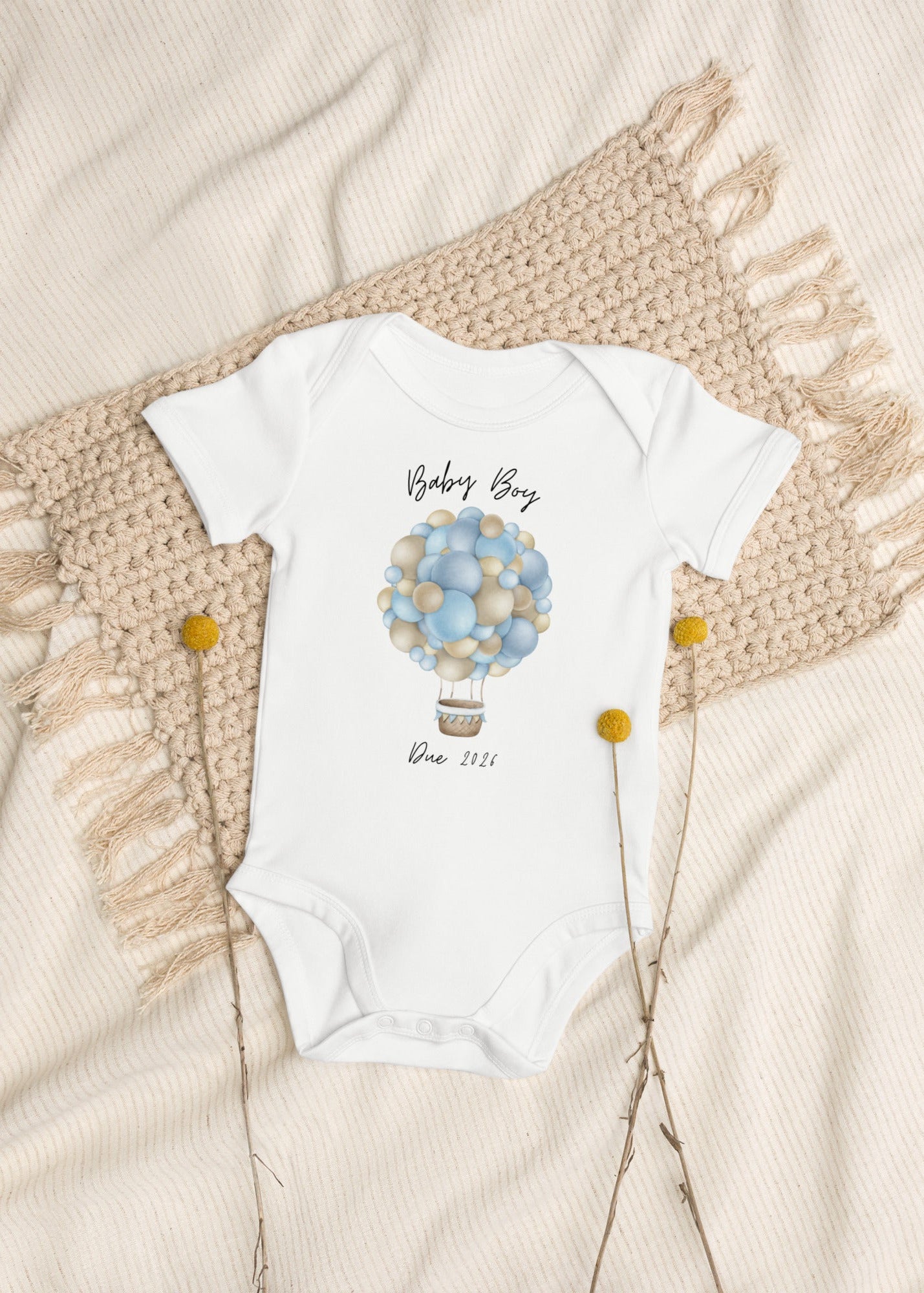 Baby Boy Due Personalised Name Bodysuit
