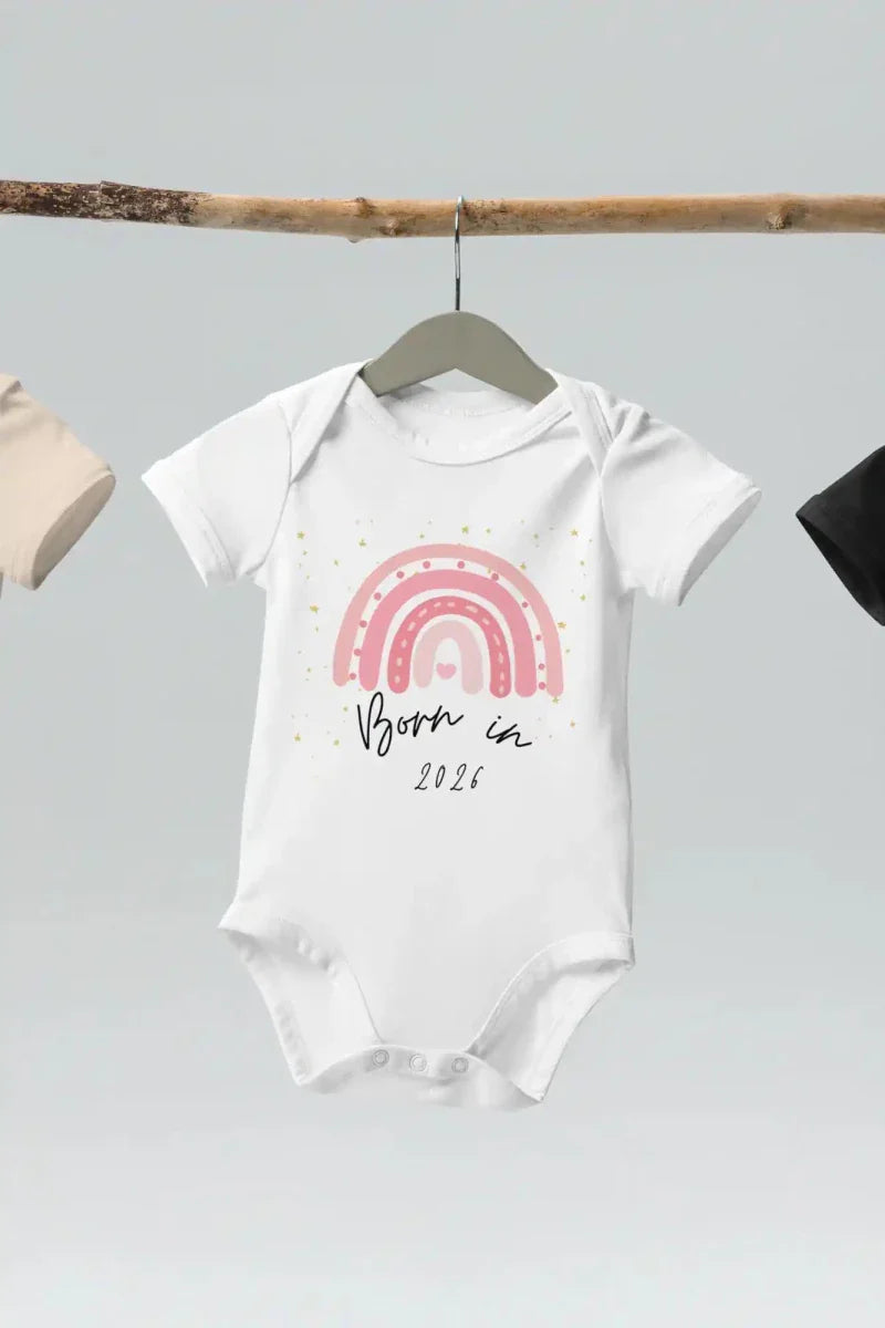Born in 2026 Pink Personalised Bodysuit - Cozy Crew Club