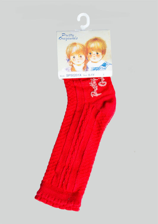 Pretty Originals Red Patterned Knee Socks