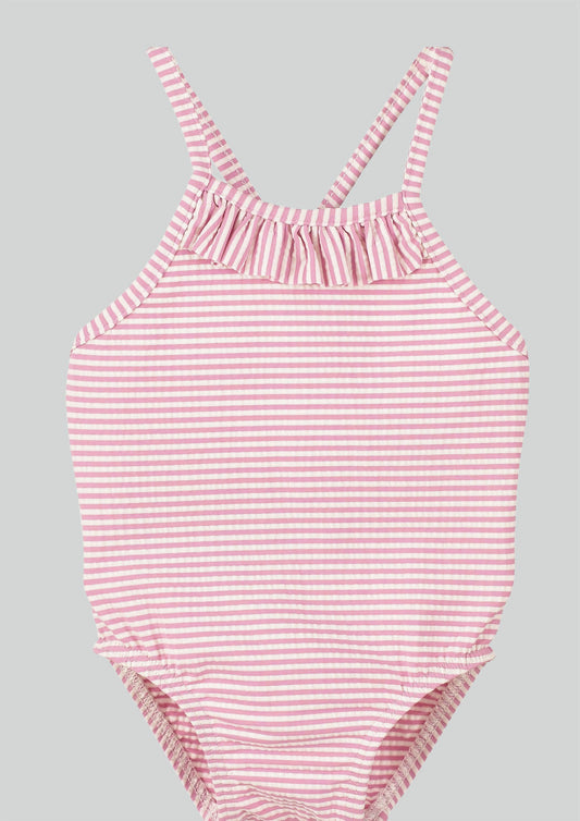 Calamaro Baby Pink Striped Swim Costume