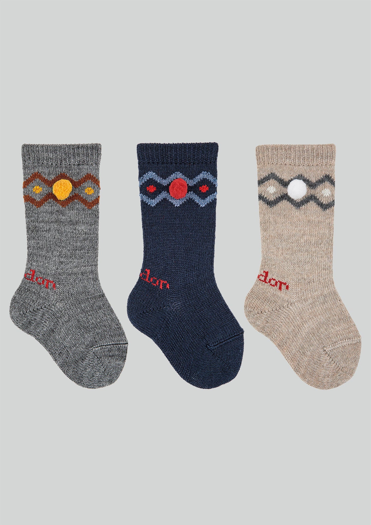Condor Patterned Pom Pom Knee Socks