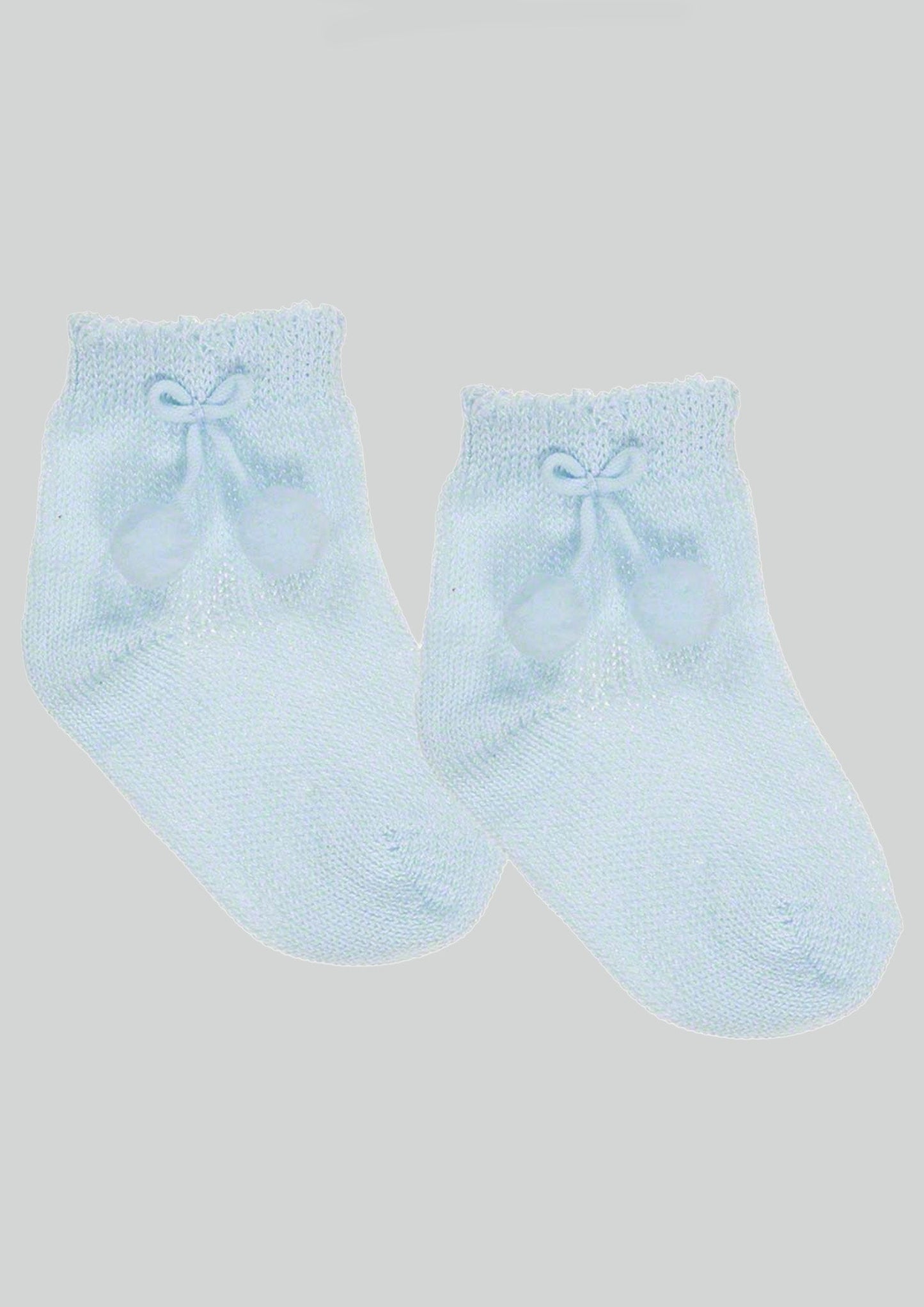 Carlomagno Blue Pom Pom Ankle Socks