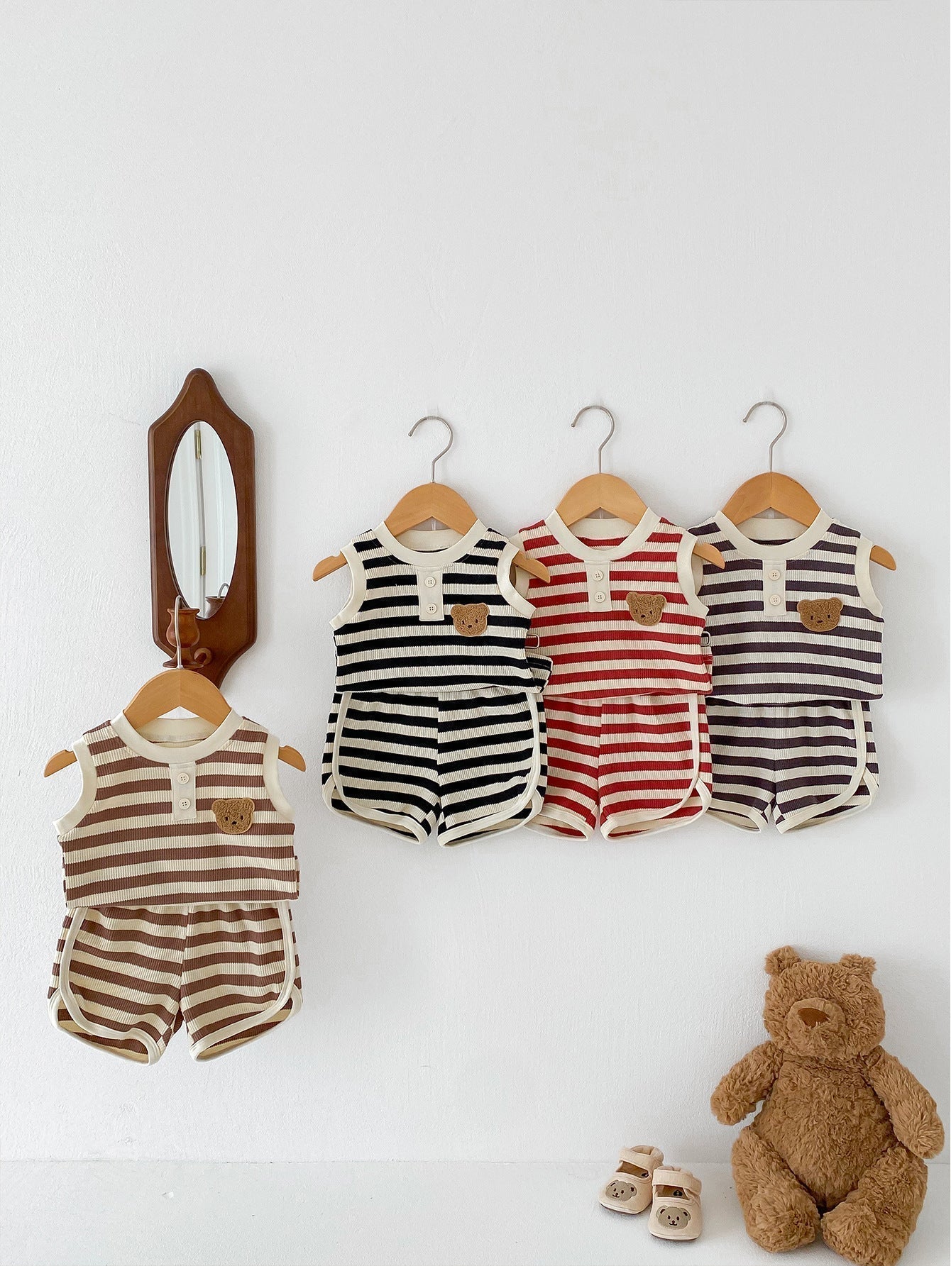 The Bear Beach Stripe Shorts & T Shirt