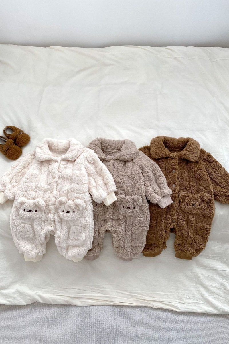 The Fur Bear Lining Fluffy Coat Romper - Cozy Crew Club
