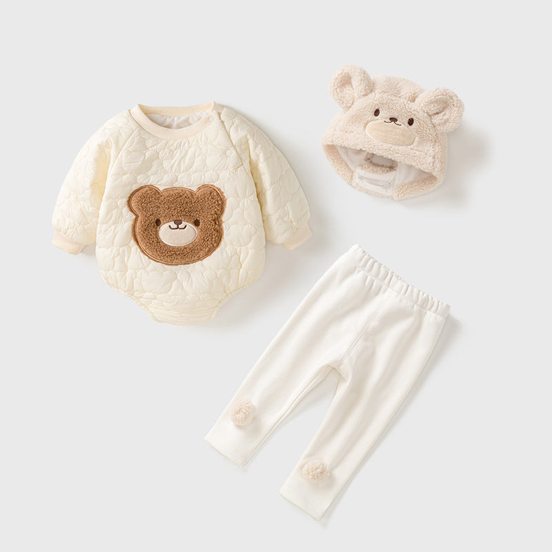 Bear 3 Piece Winter Set Bodysuit, Leggings, Hat