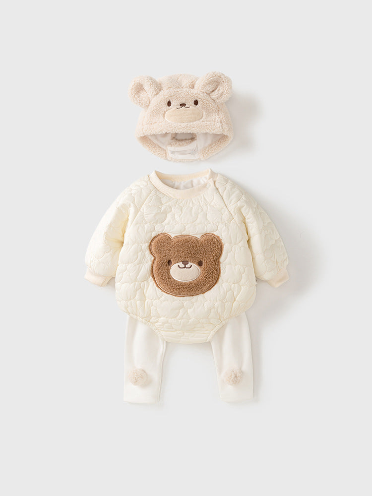 Bear 3 Piece Winter Set Bodysuit, Leggings, Hat