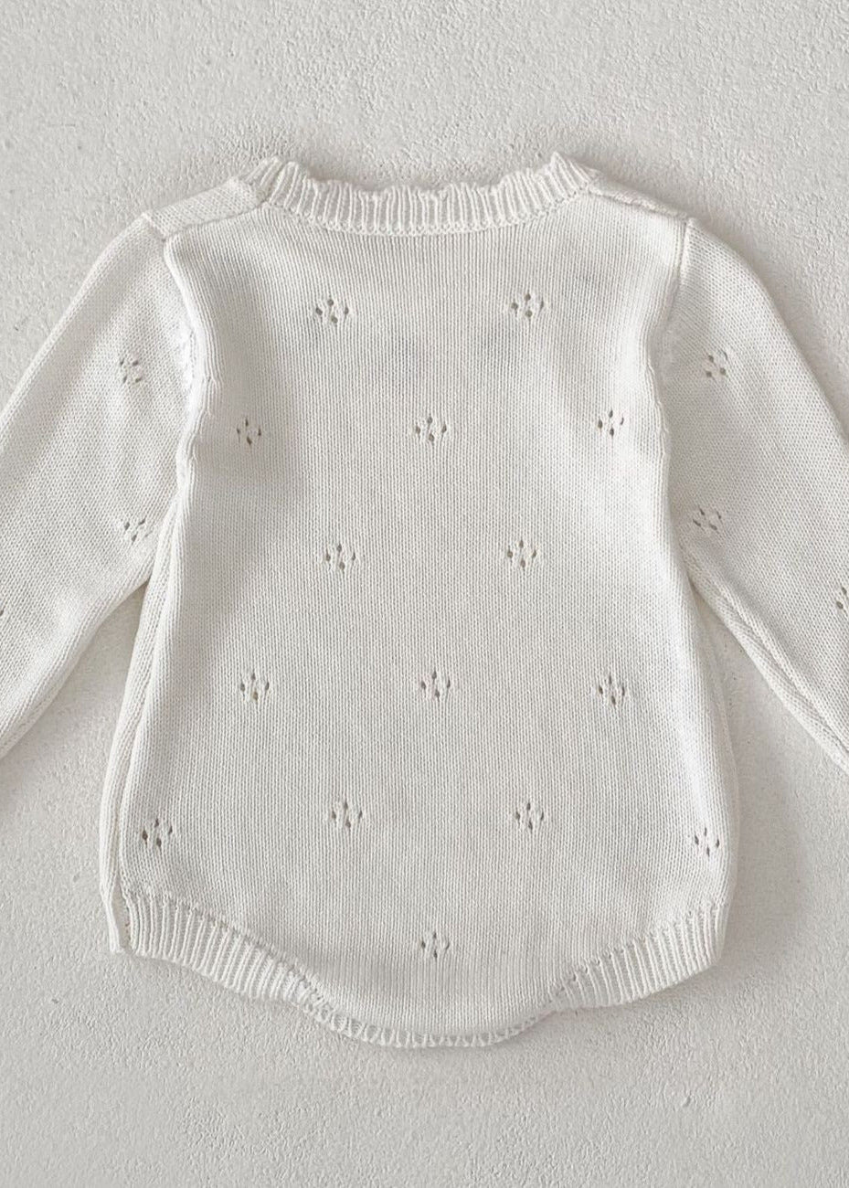 Stawberry Knit Bodysuit in White