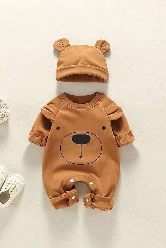 Bear Patch Romper, Hat - Brown or White Cozy Crew Club Rompers mora-uk.myshopify.com bear-patch-romper-hat-and-mittens Brown / 3-6 M BPRHMB36 10off, 20off, allproducts, baby, baby collection, bear, bear collection, bear print, BFCM-20, BFCM-25, BFCM20, BOXINGDAY, China, CHRISTMAS20, clothing, LINECARD, new in, nightwear, nonpersonalised, outfit, PADDY10, romper, WINTER30