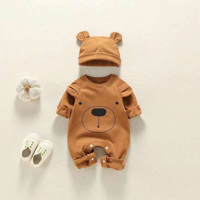 Bear Patch Romper, Hat Or