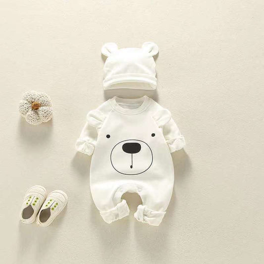 Bear Patch Romper, Hat Or