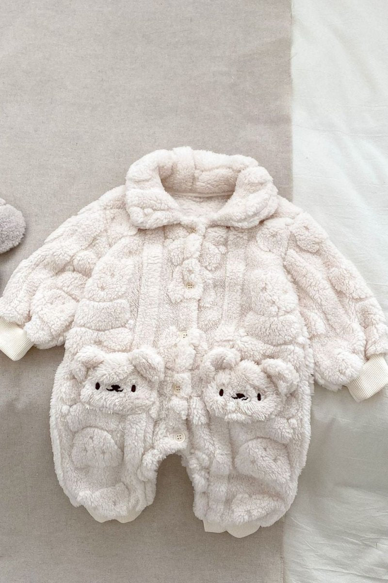 The Fur Bear Lining Fluffy Coat Romper - Cozy Crew Club