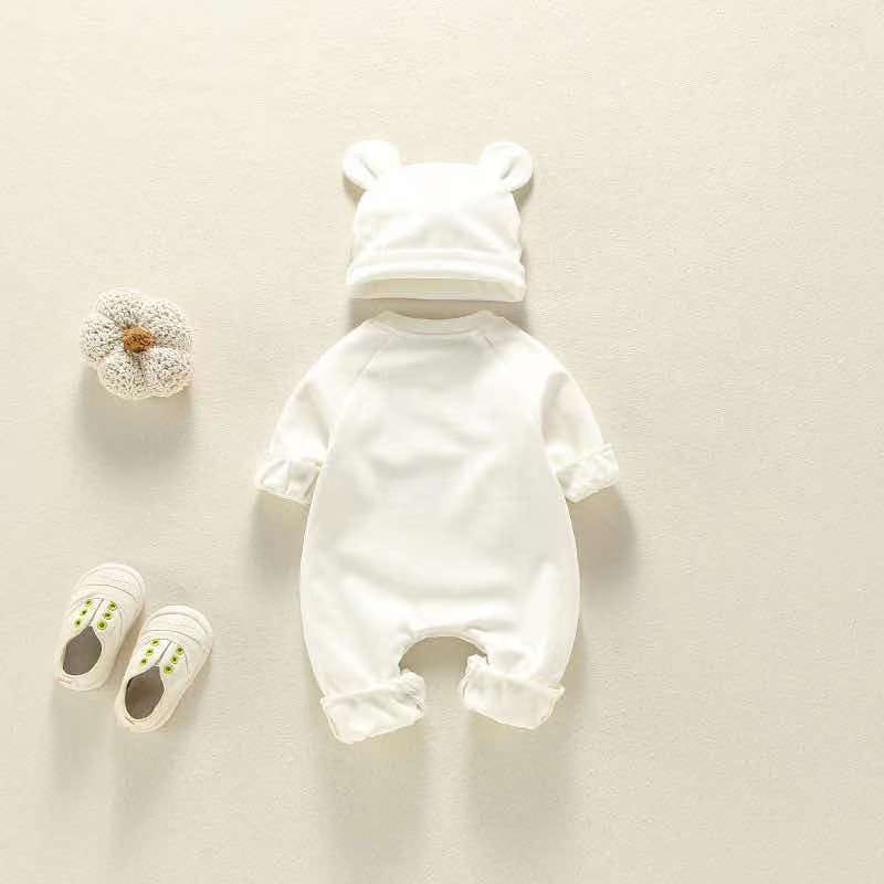 Bear Patch Romper, Hat Or