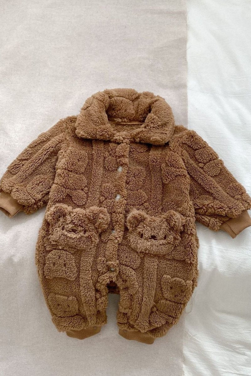 The Fur Bear Lining Fluffy Coat Romper - Cozy Crew Club