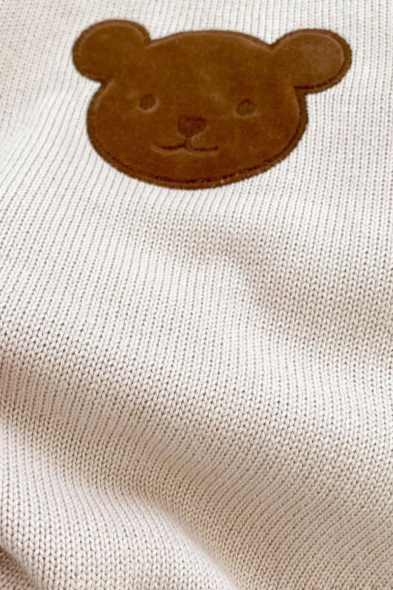 Winter Bear Knitted Bodysuit Red or Beige - Cozy Crew Club