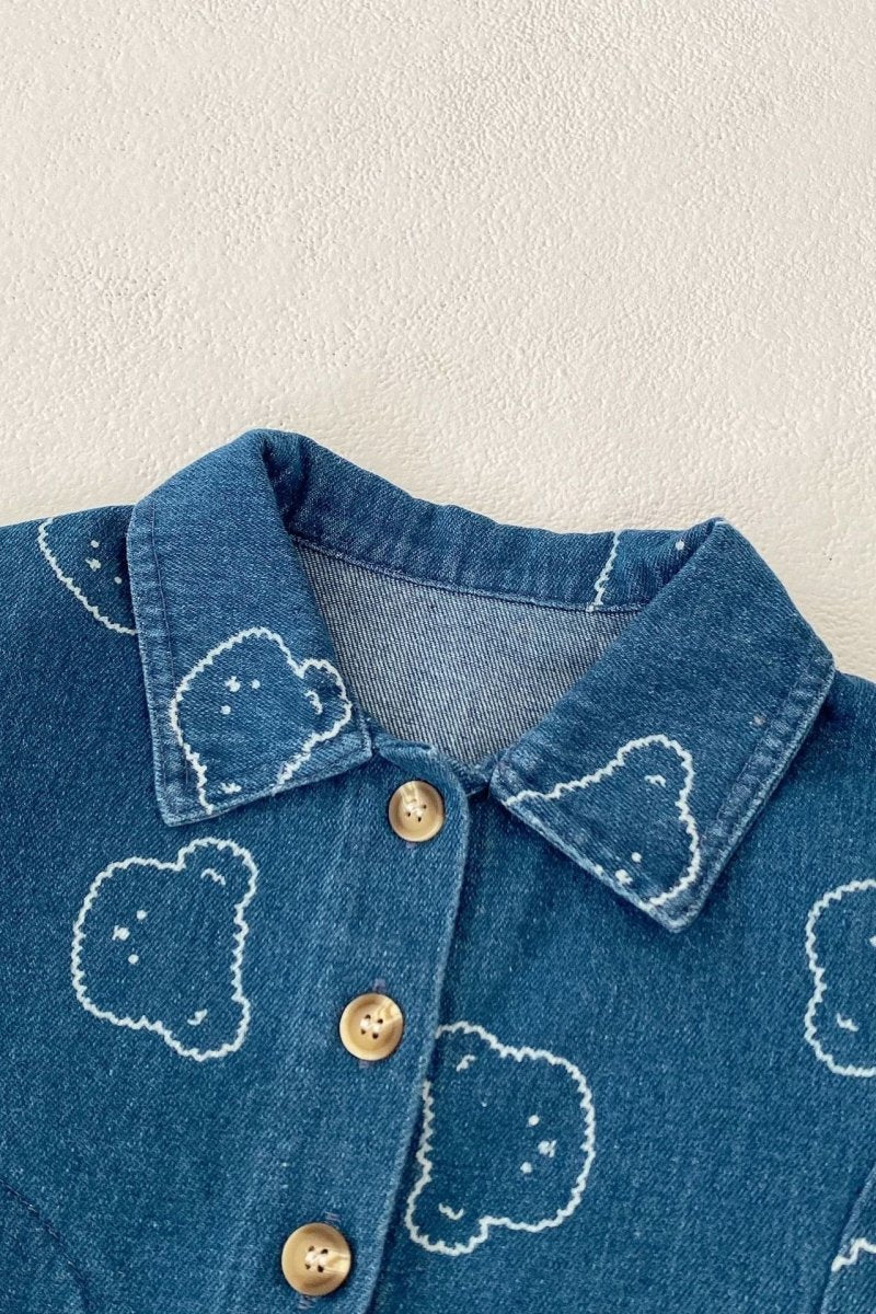 Baby Embroidered Bear Denim Two-Piece Set - Cozy Crew Club