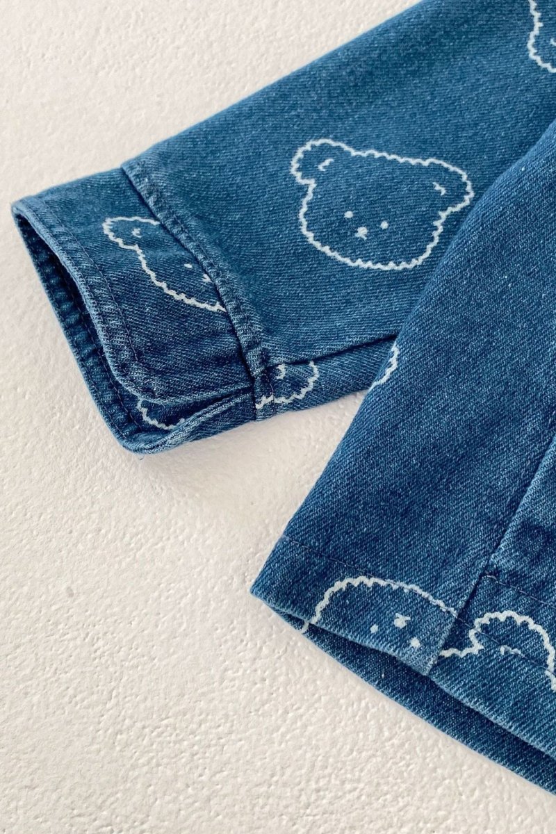 Baby Embroidered Bear Denim Two-Piece Set - Cozy Crew Club