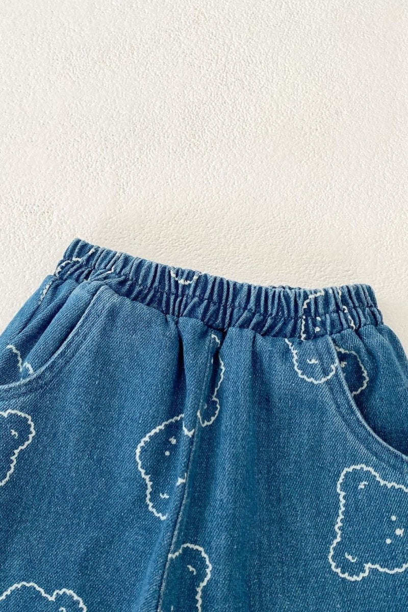 Baby Embroidered Bear Denim Two-Piece Set - Cozy Crew Club