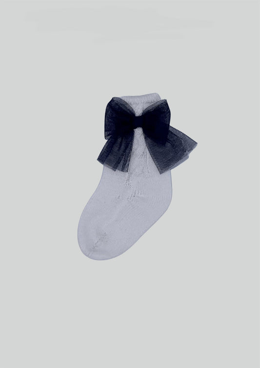 Rahigo Knit Socks with Tulle Bow