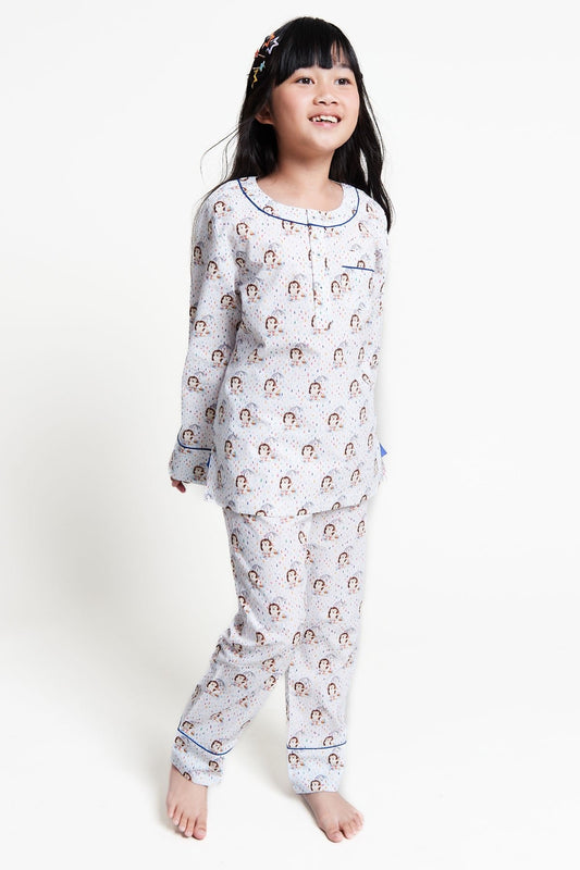 raindrops keep falling - organic cotton baby pyjama set - Kutti Lulu