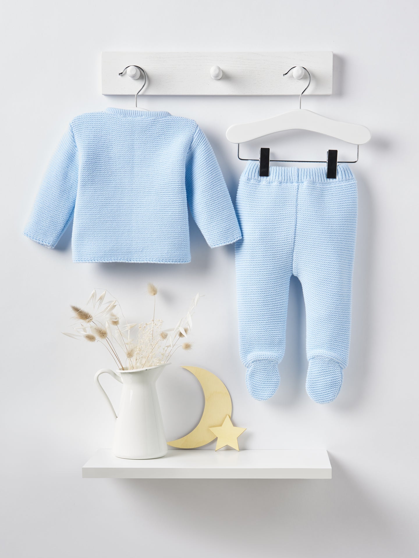 Dandelion pom pom knitted set - blue - Rose & Albert