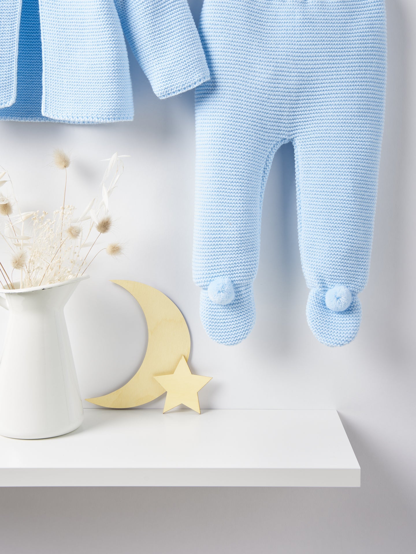 Dandelion pom pom knitted set - blue - Rose & Albert