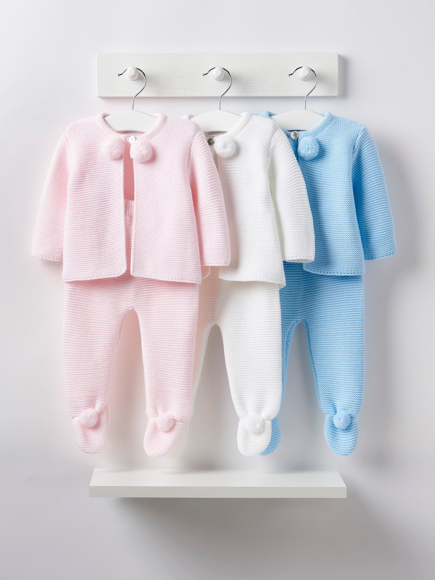 Dandelion pom pom knitted set - blue - Rose & Albert